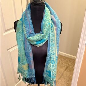Charming Charlie Blue and Green Paisley Scarf